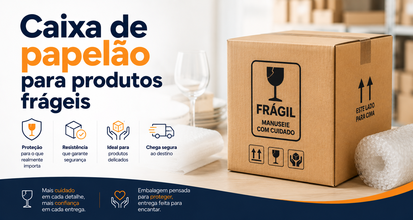 Caixa de papelão para produtos frágeis